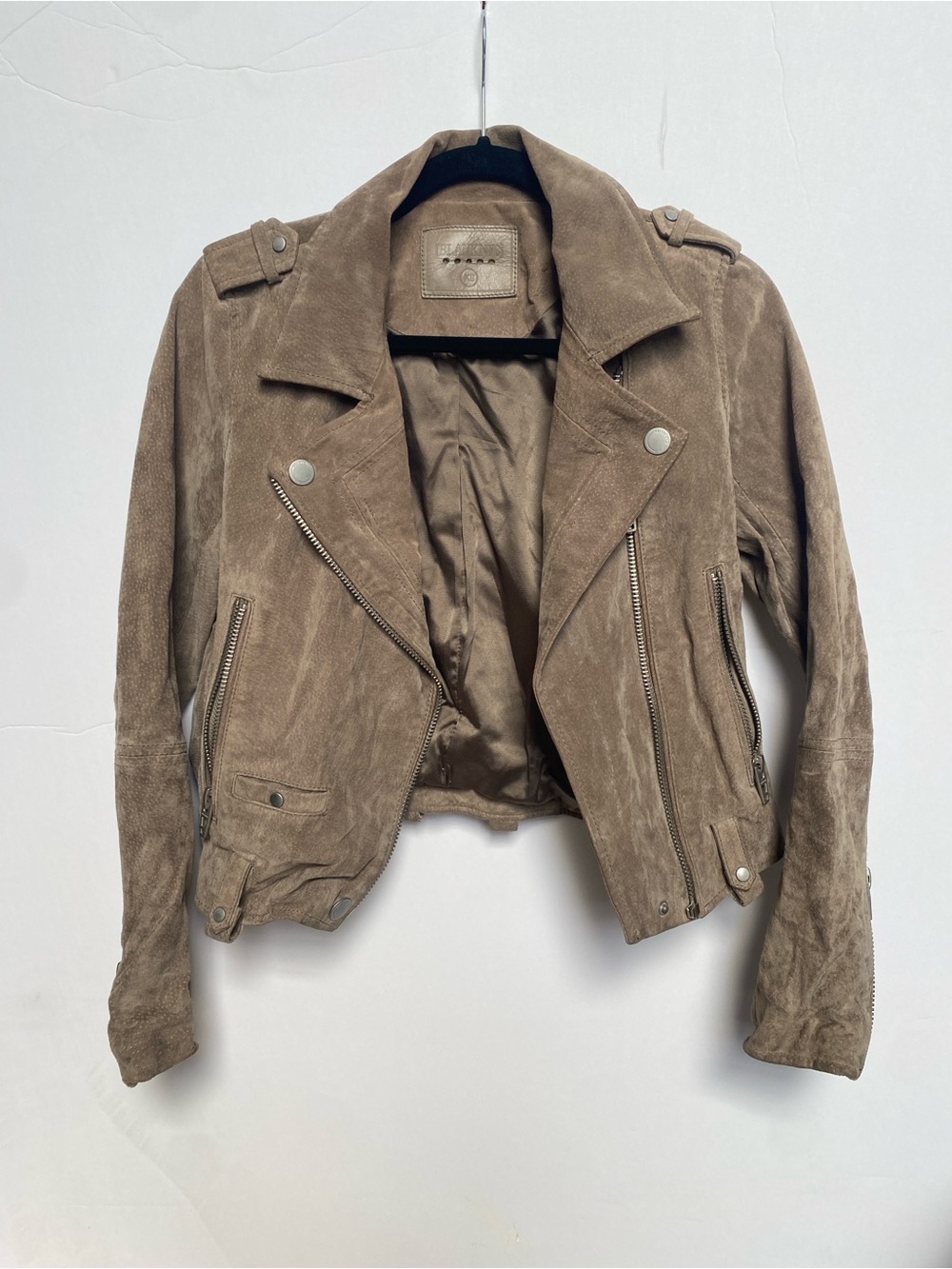 Blank NYC Taupe Suede Leather Moto Jacket XS